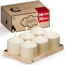 Candle Charisma Ivory Pillar Candles Bulk Pack of 6 – (3x4 Inch) Long-Lasting 70-Hour Burn, Dripless & Smokeless – Perfect for Hassle-Free Decor at Weddings, Fall Table Centerpieces & Special Events