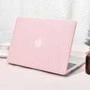 Seorsok Compatible with Old Version MacBook Air 13.3 inch Case Models A1369 & A1466(2010-2015 2017) Release,Elegant Leather Plastic Hard Shell Case Transparent Keyboard Cover,Pink Woven Fabric
