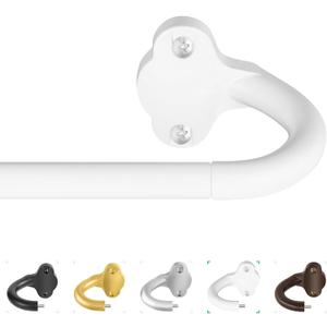 Wrap Around Curtain Rods,White Curtain Rods 48 to 84 Inch,5/8 Inch Adjustable Blackout Curtain Rod Set with Bracket,Room Darkening Single Window Rod,Metal Hidden Curved Drapery Rods 48-84",White (48-90" ( 1pack ))