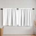 KOUFALL White Rod Pocket Blackout Tier Short Curtains 52x24 Inches Long
