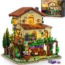 Winery Chateau House Building Set with Lights, Vineyard Castle Construction Model Home Decor, 1826 PCS Vine Estate Autumn Cabin Building Block Kit, Birthday Gift for Adults Teens Boys Girls
