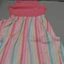 Hilinker Girls Rainbow Sleeveless Pleated Dress Summer Tie Knot Tank Dresses with Belt Pink Multicolor, 7-8 Year