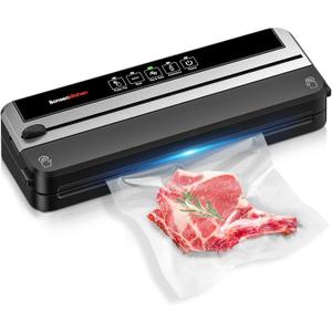 Bonsenkitchen Vacuum Sealer Machine, Builtin Cutter | Multifunctional Food Sealer for Sous Vide & Meal Prep, 5 PreCut Bags, SilverBlack