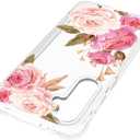 Floral Clear Case for Samsung Galaxy S24 FE for Women Girls,Pretty Phone Cover for Galaxy S24 FE,Flower Design Cute Pattern Slim Soft Drop Proof Protective TPU Bumper Case,FL-K