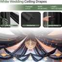 6 Panels Black Ceiling Drapes with Lights for Weddings Tent Draping 5ftx20ft Wedding Photo Backgrounds Sheer Curtains Tulle Ceiling Drapery Wedding Decorations for Party Ceremony Stage Swag