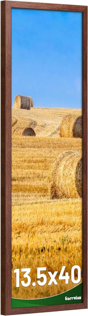 13.5x40 Picture Frame, Distressed Farmhouse Wood Pattern Panoramic Picture Frame, Horizontal and Vertical, Plexiglass,Wall Dcor, Walnut,1Pack