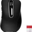 memzuoix 2.4G Wireless Mouse, 1400 DPI Computer Mouse with USB Receiver, Portable Wireless USB Mice Battery Powered Cordless Mice for Laptop, PC, Desktop, 5 Buttons (Black)