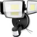 Onforu 90W 10000LM LED Motion Sensor Outdoor Lights, 4-Head Dusk to Dawn Outdoor Lighting, Hardwired Flood Lights, IP66 Waterproof 6500K Security Floodlight for Outside (Black)