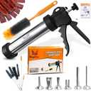 3rd Gen Large Capacity Professional Beef Jerky Gun Kits, Stainless Steel Jerky Maker, Meat Gun with 6 Nozzles and 7 Brushes, Sausage Stuffer, Deer Meats Shooter Sauce Tool