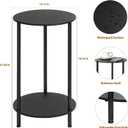 SEHERTIWY Small Round Side Table, 2 Tiers Farmhouse End Tables, Set of 2 Accent Tables for Small Spaces, Night Stands for Bedrooms Living Room, Coffee Tables with Storage Shelf, Black