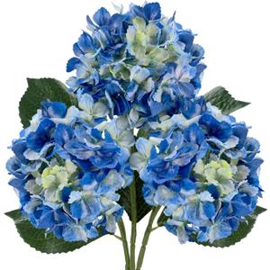 3PCS Blue Silk Hydrangea Artificial FlowersFake Flowers & Faux Floral Bulk Bouquet for Home Decor Bathroom Table Centerpiece Shelf Decorations (Blue)