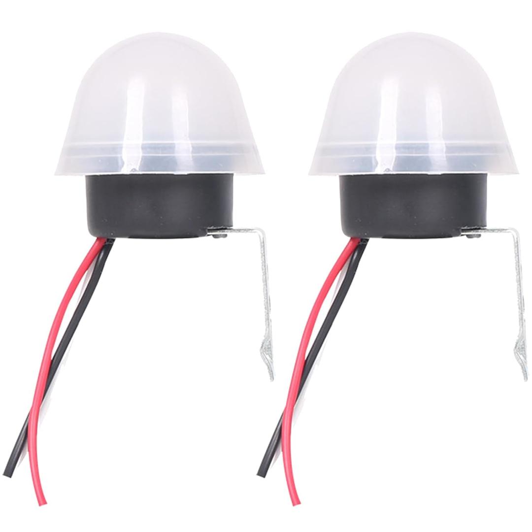 2 Pack AC DC 12V 10A Auto On Off Photocell Light Switch Photoswitch Light Sensor Switch Lighting Dusk to Dawn Sensor for Gardens, Street Lights (Switch 2pcs)