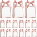 Kolldenn 24 Pcs Small Gift Bags with Bow 6.3 x 3.9 x 2.8 Inch Thank You Gift Bags Elegant Mini Paper Bag with Handles for Wedding Bridal Birthday Baby Shower Bridesmaid Party Favors(White Rose Gold)