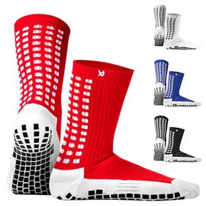 LUX Anti Slip Soccer Socks, Non Slip Football/Basketball/Hockey Sports Grip Pads Socks Red