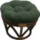 Blazing Needles Solid Microsuede Tufted Round Footstool Cushion, 18", Hunter Green