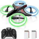 Dwi Dowellin 4.9 Inch Mini Drone for Kids Crash Proof LED Lights One Key Take Off Landing Flips RC Remote Control Small Drones Toys for Beginners Boys and Girls Adults Nano Quadcopter,Black