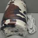 Cow Print Heated Electric Blanket Soft Western 60" x 50" Heating Blanket Cozy Throw Fast Heating 1-10H Auto-Off 8 Heat Level Over-Heat Protection Double Sided Cow Printing (Black, Brown and White)