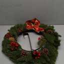 Christmas Wreaths for Front Door with Lights & Timer - 24" 40 LED Pre-Lit Lighted Cedar Pine Christmas Wreath with Metal Hanger Decoration for Door Window Indoor Outdoor Wall (Large, Red Berries &Red Ball)