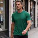 Men's T Shirt, Crew Neck Short Sleeve Shirts, Casual Plain Tshirt Men | Soft Stretch Fabric, Breathable Comfort, Crew Neck Undershirts, Short Sleeve, High Definition Print, Mens T Shirts (Green, XL)