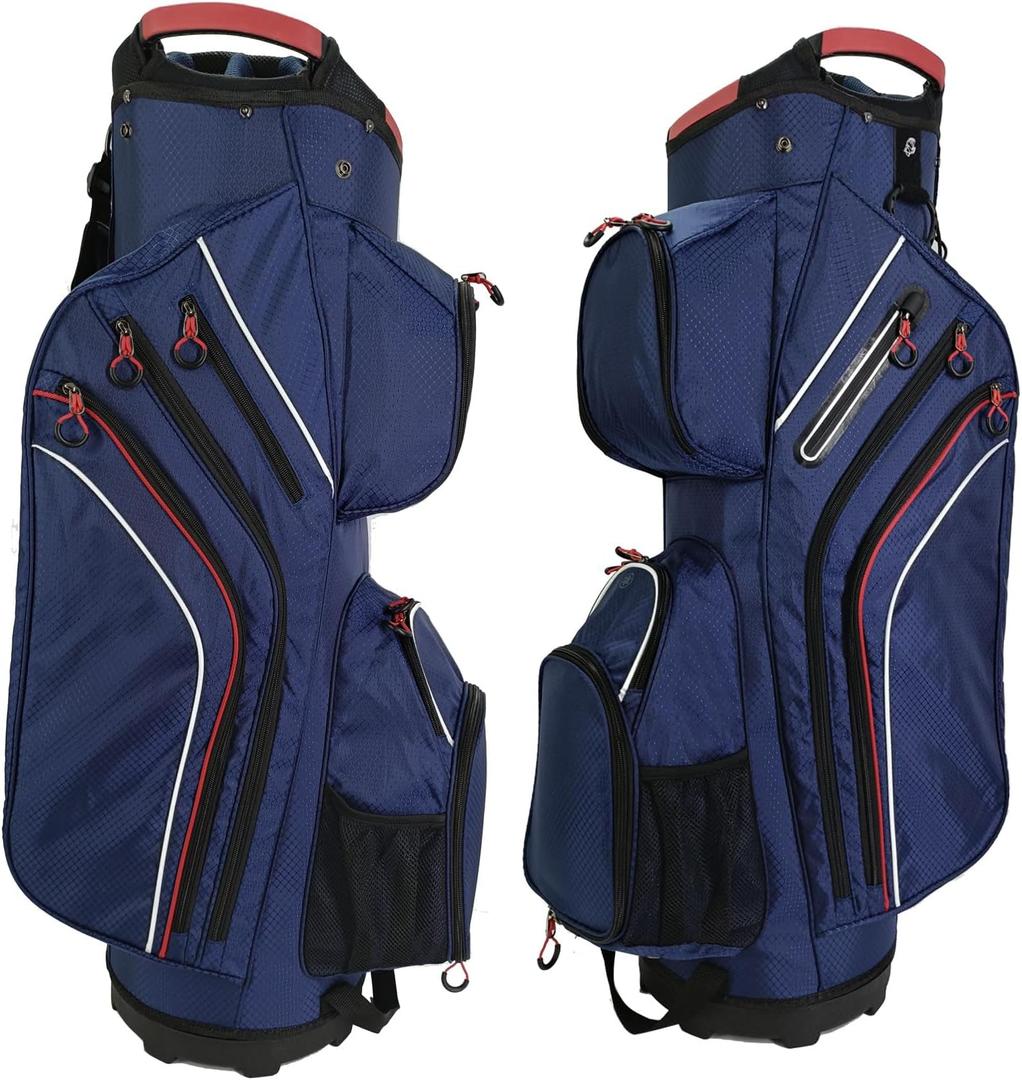 Lightweight Golf Cart Bag with 14-Way Full-Length Dividers, Rain Hood & Insulated Cooler Pocket (blue) 1 Pac
