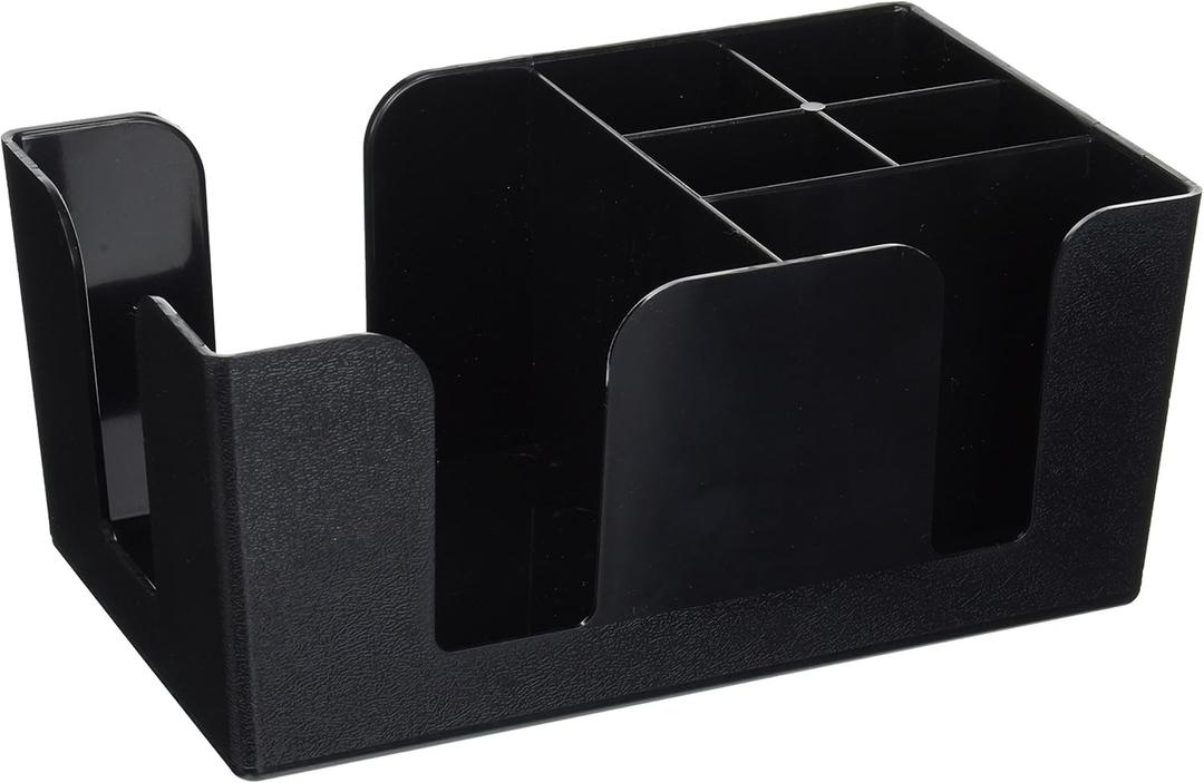 Winco BC-6 Bar Caddy with 6 Compartments, Black, Medium