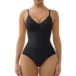 SHAPERX Women's Bodysuits Tummy Control Shapewear Seamless Sculpting Briefs Body Shaper with Removable Pads,SZ5433-Black-2XL/3XL