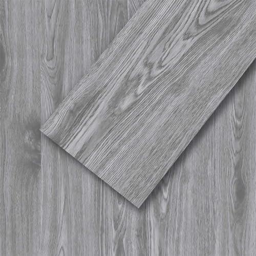 Peel and Stick Floor Tiles, Self-Adhesive Luxury Vinyl Flooring Plank, 6x39inch 35 Pack, Waterproof DIY Deep Wood Grain Planks Easy to Install for Kitchen, Living Room, Light Grey