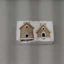 Braxio Indoor Christmas Decorations Gingerbread House Kit 2PCS with LED Light - 3 Inch Miniature Resin Houses for Indoor Home Decor, Family Room Aesthetic