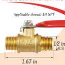 2PCS 1/4 Brass Ball Valve Shut Off Switch, 1/4 NPT Male x 1/4 NPT Male NPT Thread Pipe Fitting Air Compressor (Male 1/4 NPT - Male 1/4 NPT)