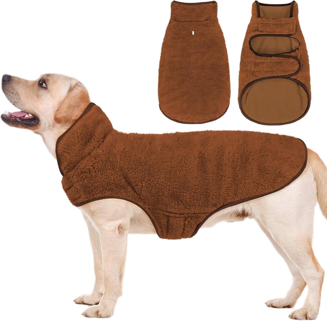 Malier Dog Winter Coat, Reversible Fleece Dog Cold Weather Coats, Windproof Warm Snow Puppy Jacket Vest Pet Clothes for Dogs (Brown, Small)