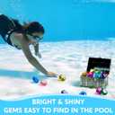 Sloosh Diving Gems Pool Toys, 16 Big Colorful Diamond with Pirate Treasure Chest,Swim Dive Toy for Kids Underwater Gemstone Swimming Training Gift Water Pool Games(Gold)