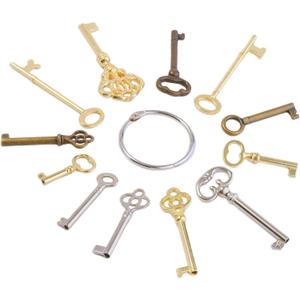 Skeleton Key Set, 12 Keys Universal Skeleton Keys Replacement for Vintage Old Furniture, Antique Furniture, Cabinet Doors, Grandfather Clocks, Old Style Cabinets or Doors