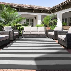 9x12 FT Reversible Mats, Outdoor Rug for Patio Clearance, Waterproof Carpet, Plastic Straw Rug for Indoor Outdoor, Floor Mat&Rug for RV Porch Camping Backyard Deck Balcony Beach Trailer