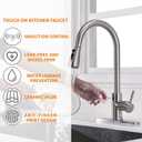 Touchless Kitchen Faucet with Pull Down Sprayer, Motion Sensor Kitchen Faucet with Kitchen Soap Dispenser, Single Kitchen Faucet High Arc Pull Out Faucet for Kitchen Sink RV, Brush Nickel