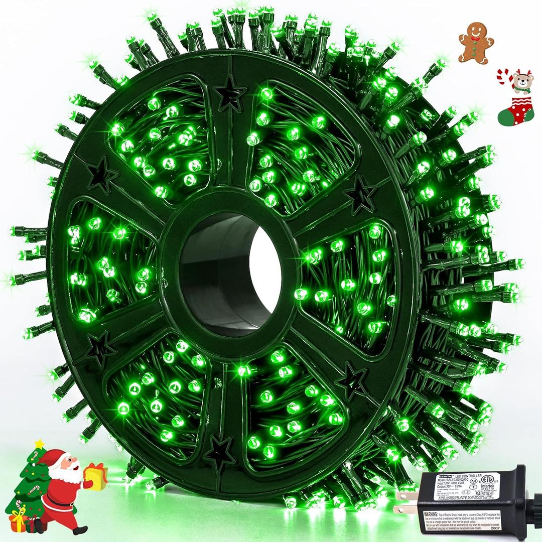 JMEXSUSS 500 LED Green Christmas Lights, 8 Modes Green String Lights Outdoor Plug in, 173ft Christmas Light for Party Xmas Tree Decorations