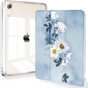 Feams Case for iPad mini 7 A17 Pro 2024/iPad Mini 6 2021, Slim Lightweight Trifold iPad mini 7 A17 Pro Case 8.3 Inch 2024 Clear Back Cover with Pencil Holder & Auto Sleep, Blue Floral