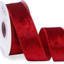 Ribbli Red Velvet Wired Ribbon 1.5 Inch Metallic Red Crushed Velvet Christmas Ribbon for Gift Wrapping Christmas Tree Decoration Crafts Wreaths Supplies-Continuous 10 Yards
