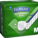 Medline MTB80300Z Extended Wear Overnight Adult Brief with Tabs, Maximum Absorbency, Medium, Pack of 15 (White, M)