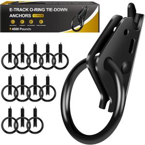 12 Pack E-Track O-Ring Tie-Down Anchors for Secure Motorcycles, Cargo Loads, Bikes in Trailers, Pickups, Vans, Trucks for E-Track System Accessories for Enclosed