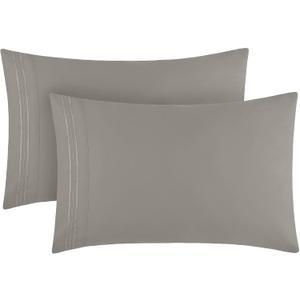 Mellanni Pillow Cases - Luxury, Extra Soft, Cooling Pillow Covers - 2 PC Iconic Collection Pillowcases - Envelope Closure (Standard/Queen 20" x 30", Taupe)