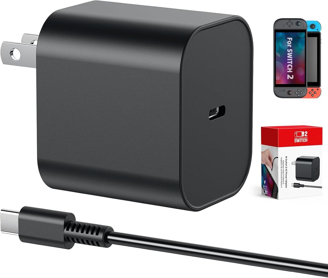 Switch 2 Charger - 60W AC Adapter for Nintendo 2 (2025)/Nintendo1, 5FT Charging Cable, Support 4K TV Dock Mode, Power Supply 20V/3A Fast Cord 3DS & 2DS Games Collection for Nintendo - Original Quality