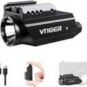 VTIGER PL1 Mini Powerful Compact Pistol Light, 1000 Lumens 984 FT Rechargeable Weapon Handgun Lights, Small Adjustable Rail-Mounted LED Tactical Flashlights for GL/1913 Picatinny Rail, IPX6