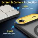 4 in 1 Magnetic for iPhone Air Case [with 1X Screen Protector, Braided Cable, Removable Lens Case] [Mil-Grade Drop Protection] Shockproof Slim Translucent Matte Protective Phone Case, Black