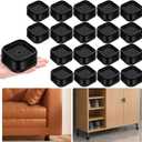shouwuhho 18 Pack Furniture Risers Adjustable Bed Risers Heavy Duty Lifts Height 1", Square Stackable Bed Risers 1, 2 or 3 Inch for Desk Leg Table Couch Sofa Chair Bed Frame Legs Dorm, Black