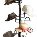 Freestanding Hats Rack Stand Metal Hats Display Stand with 25 Customizable Circular Hooks for Home or Commercial(Black)