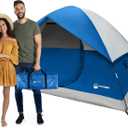 4 Person Camping Tent with Rainfly and Carrying Bag - Easy Pop Up Family Tents for Camping Essentials, Beach, Hiking, Backpacking, Mountaineering and Camp Travel