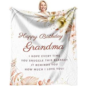 Jnufoju Grandma Birthday Gifts from Granddaughter, Best Birthday Gifts for Grandma, Grandmother Birthday Gifts from Grandchildren, Birthday Presents for Grandmother Throw Blanket 60 x 50 Inch