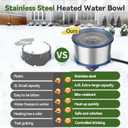 6.5L Heated Water Bowl, Stainless Steel Outdoor Heated Dog Bowl with Anti-Chew Cord, Large Capacity Heated Pet Slow Drinking Dish Provide Warm Water in Winter for Dogs (Blue)