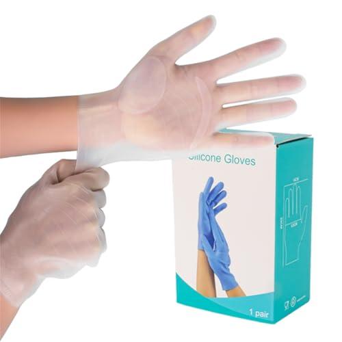 vodvob reusable silicone gloves, finger protectors for epoxy resin casting DIY crafts, household cleaning gloves (white, blue, and grey) 3 Pack