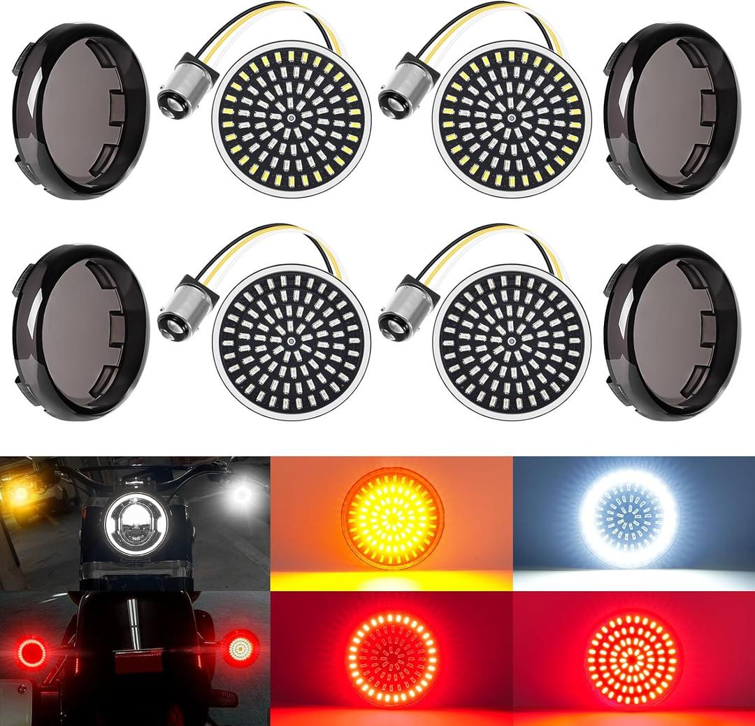 Benlari 1157 LED Turn Signals Front Rear 81 LED Lights Super Bright 1156 Bulbs Lens Kit 1986-2024 Compatible for Harley Davidson Touring Dyna Softail Sportster Street Glide Road Glide Iron 883 1200